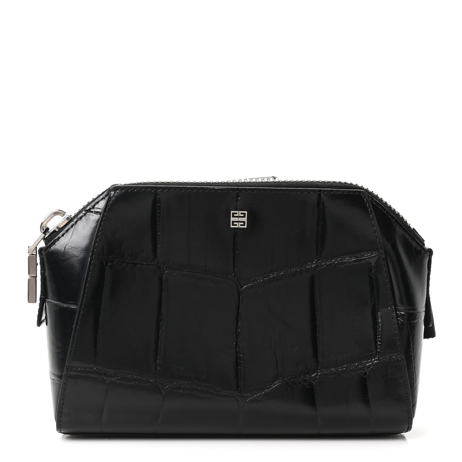 Givenchy Calfskin Crocodile Embossed Antigona U Crossbody Bag Black 1 of 9