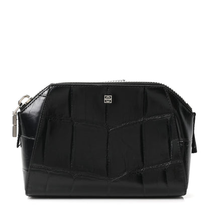 Givenchy Calfskin Crocodile Embossed Antigona U Crossbody Bag Black 1 of 9