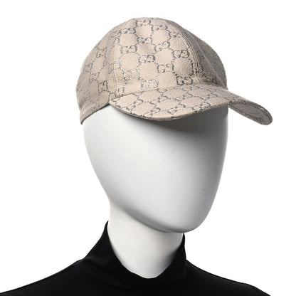 Gucci Canvas Lame GG Monogram Rush Baseball Hat M Gardenia Silver 2 of 8