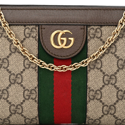 Gucci GG Supreme Monogram Textured Dollar Calfskin Web Mini Ophidia Chain Shoulder Bag Beige Ebony New Acero 9 of 11