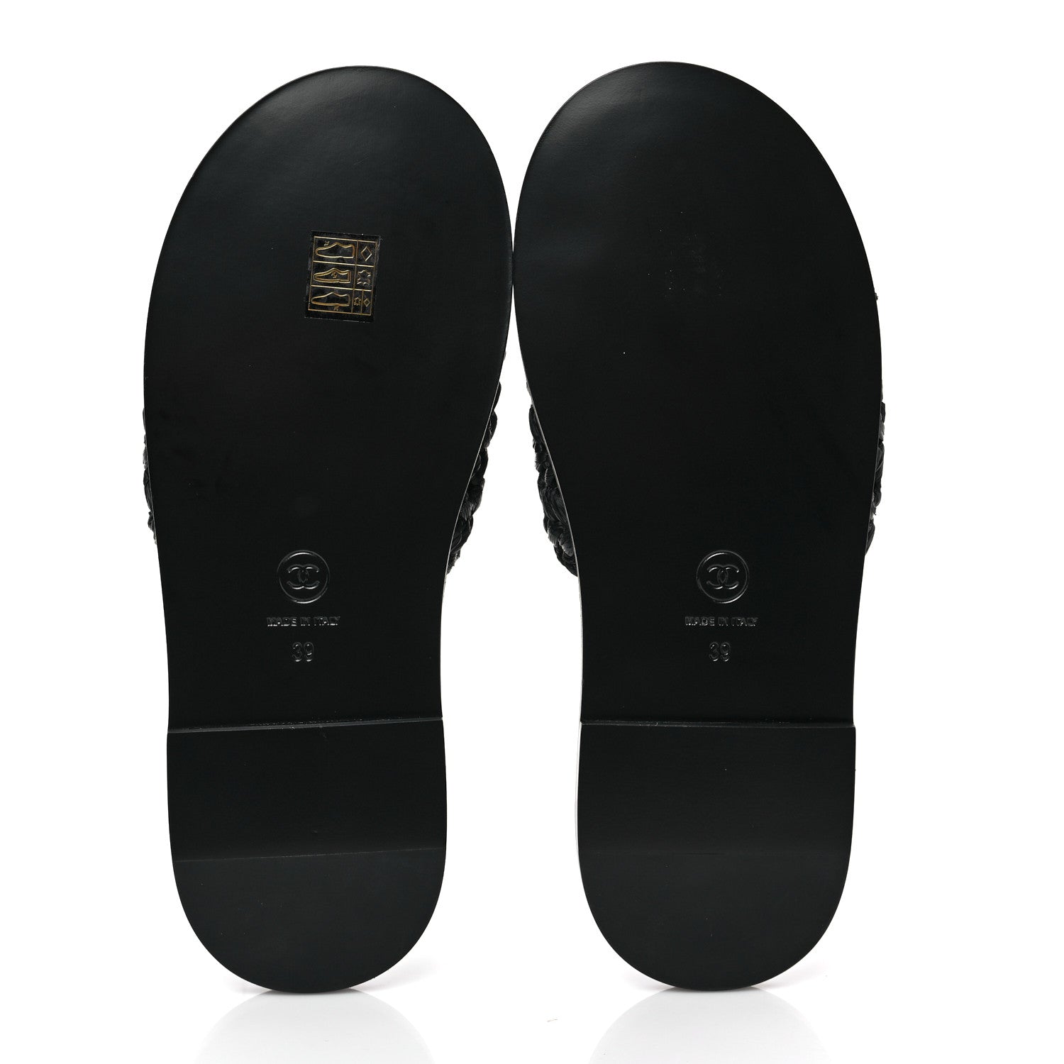 Chanel Raffia Crystal CC Mules Sandals 39 Black 5 of 9