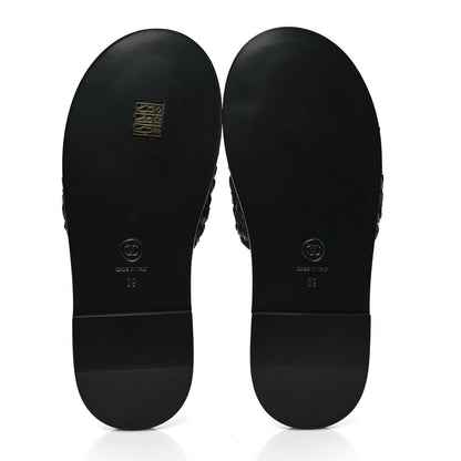Chanel Raffia Crystal CC Mules Sandals 39 Black 5 of 9