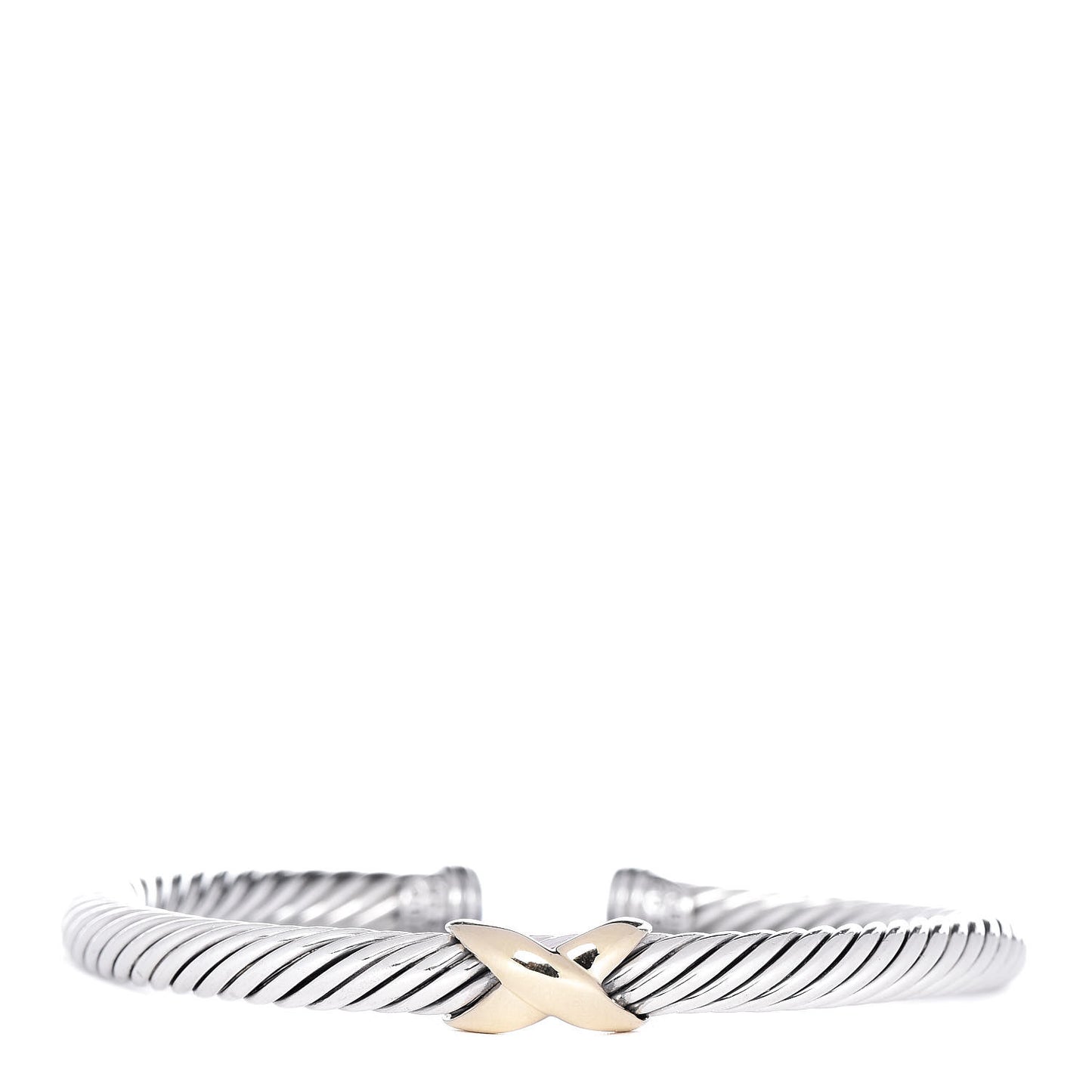 Sterling Silver 14K Yellow Gold 5mm X Station Cable Bracelet