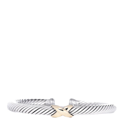 David Yurman Sterling Silver 14K Yellow Gold 5mm X Station Cable Bracelet 2 of 9