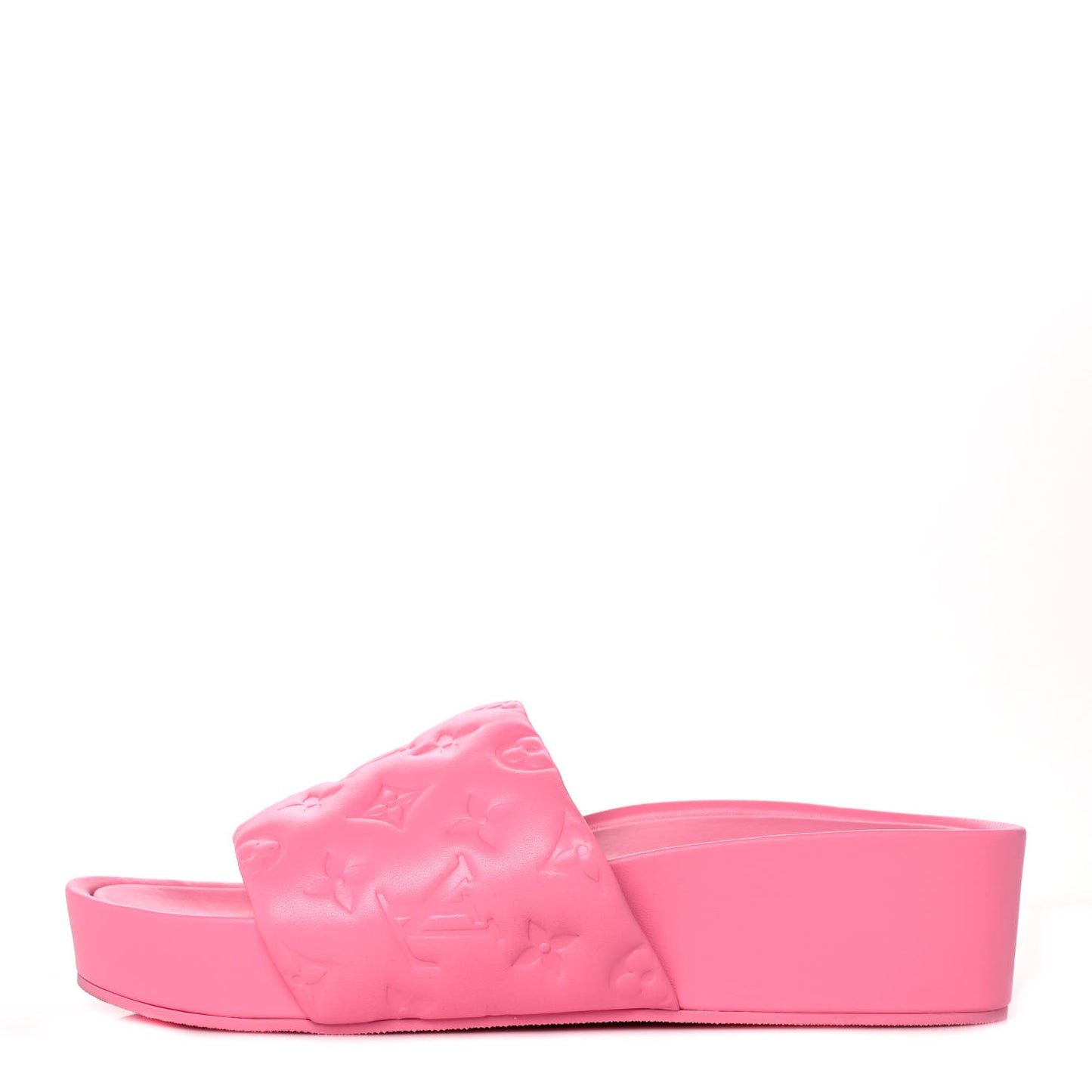 Lambskin Embossed Monogram Jumbo Flatform Mule Sandals 38.5 Rose Pop