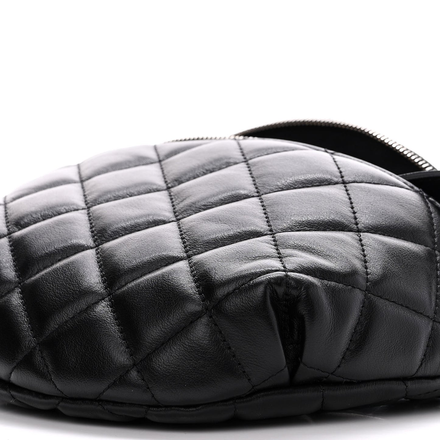 Calfskin Quilted Waist Belt Bag Black