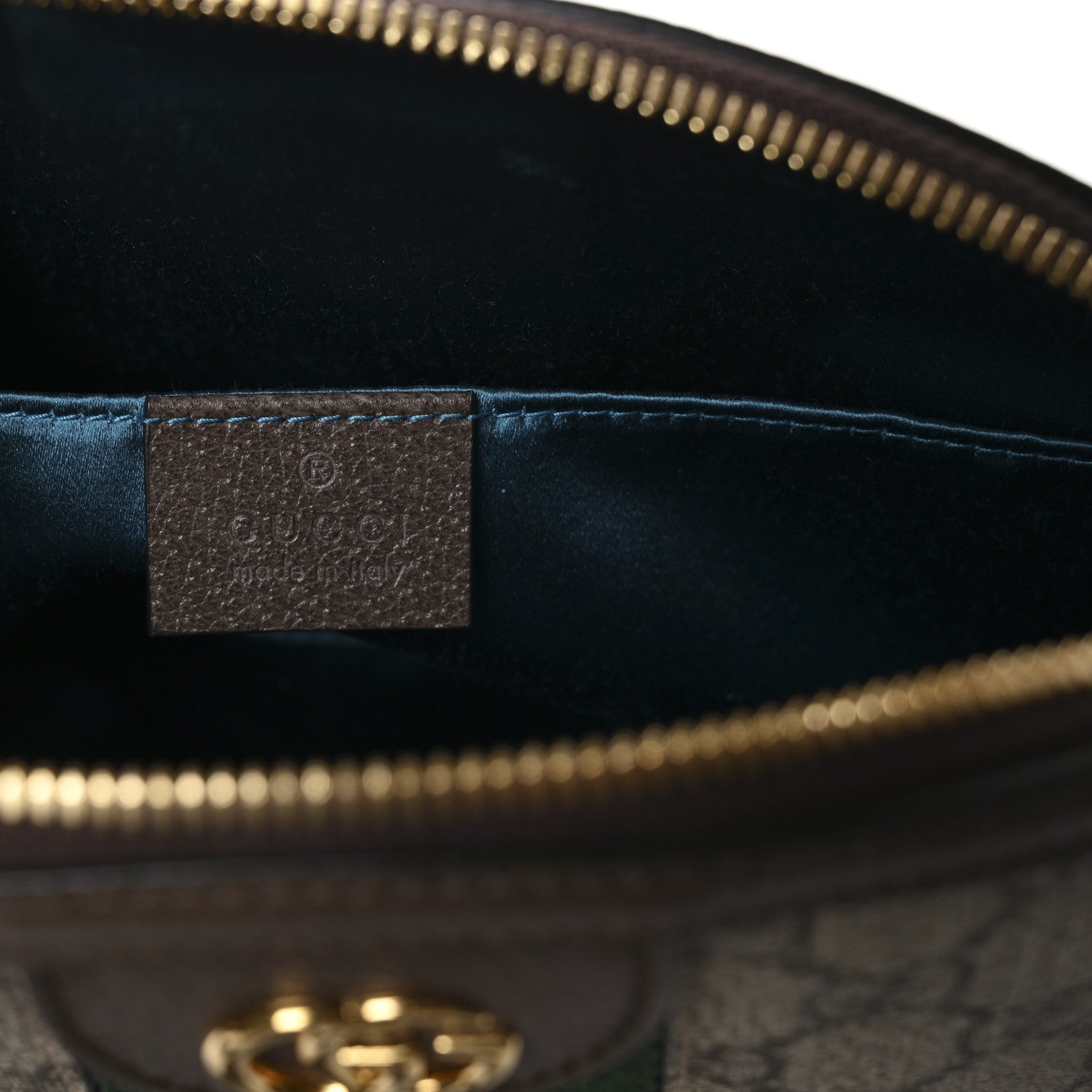 Gucci GG Supreme Monogram Textured Dollar Calfskin Web Small Ophidia Dome Shoulder Bag Beige Ebony New Acero 6 of 11