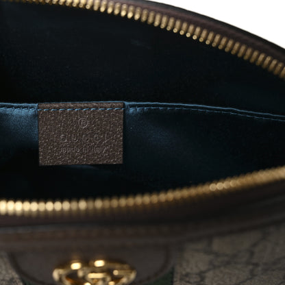 Gucci GG Supreme Monogram Textured Dollar Calfskin Web Small Ophidia Dome Shoulder Bag Beige Ebony New Acero 6 of 11