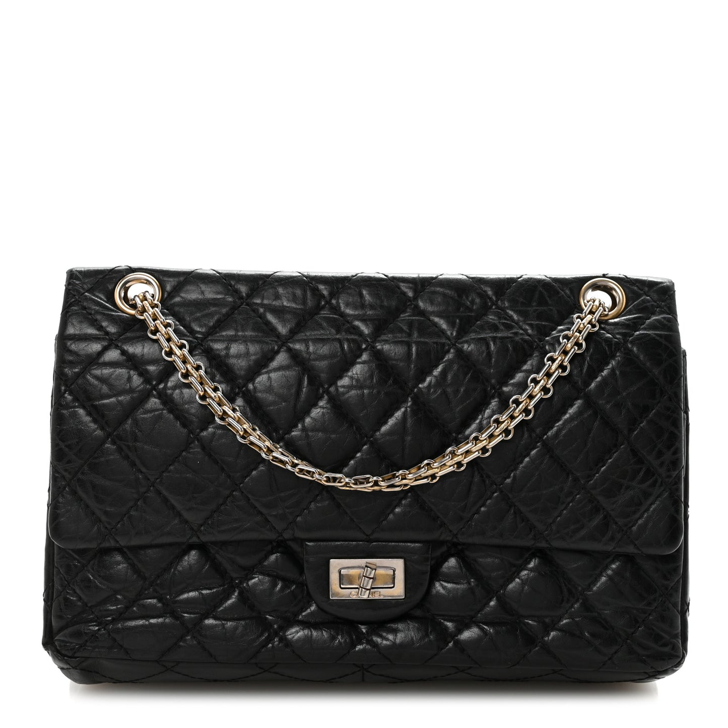 Aged Calfskin Quilted 2.55 Reissue 226 Flap Black