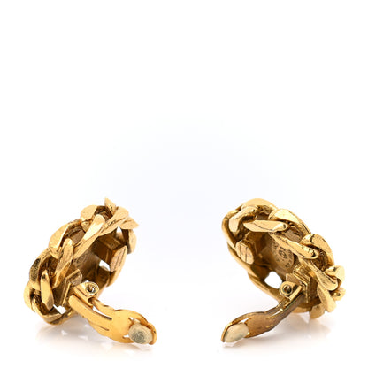 Chanel Crystal CC Round Clip On Earrings Gold 4 of 4
