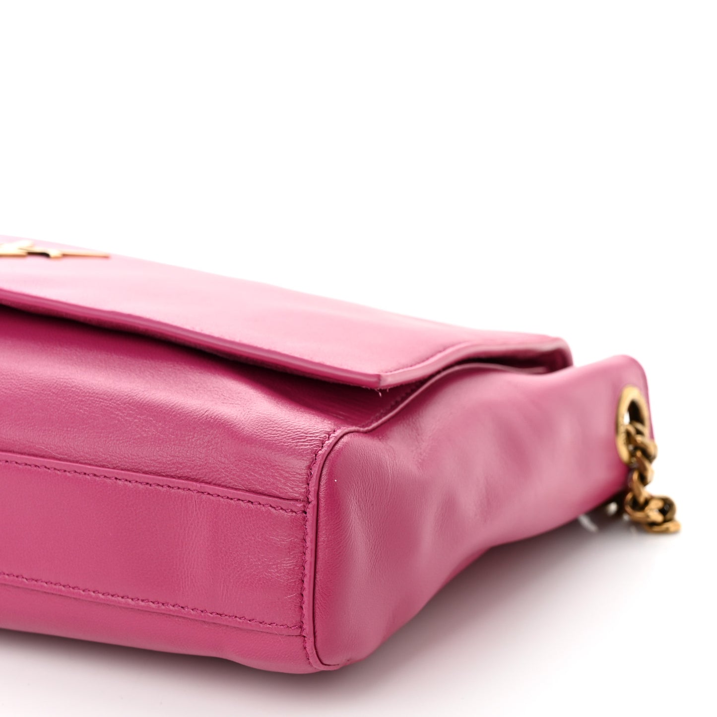 Smooth Calfskin Suede Medium Reversible Monogram Kate Satchel Rose Rubis
