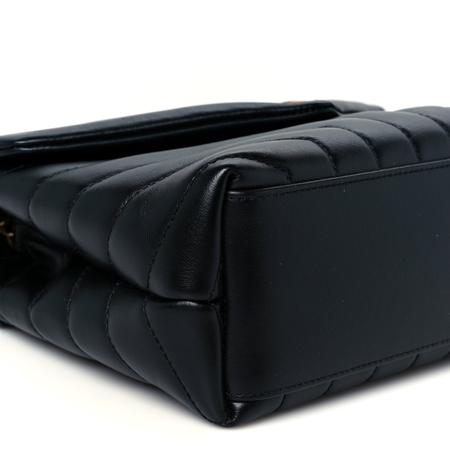 Calfskin Y Quilted Monogram Small Loulou Chain Satchel Black