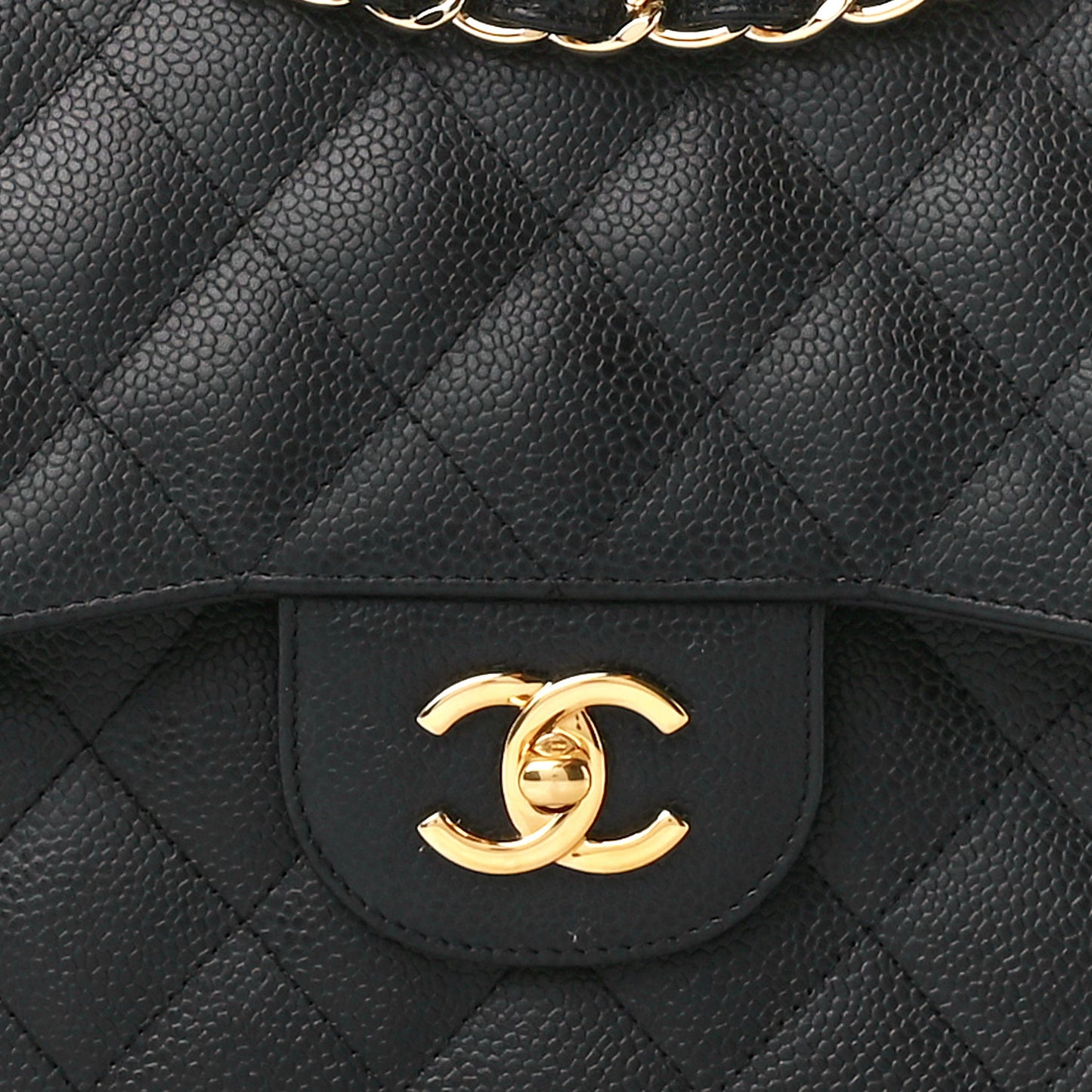 Caviar Quilted Jumbo Double Flap Black