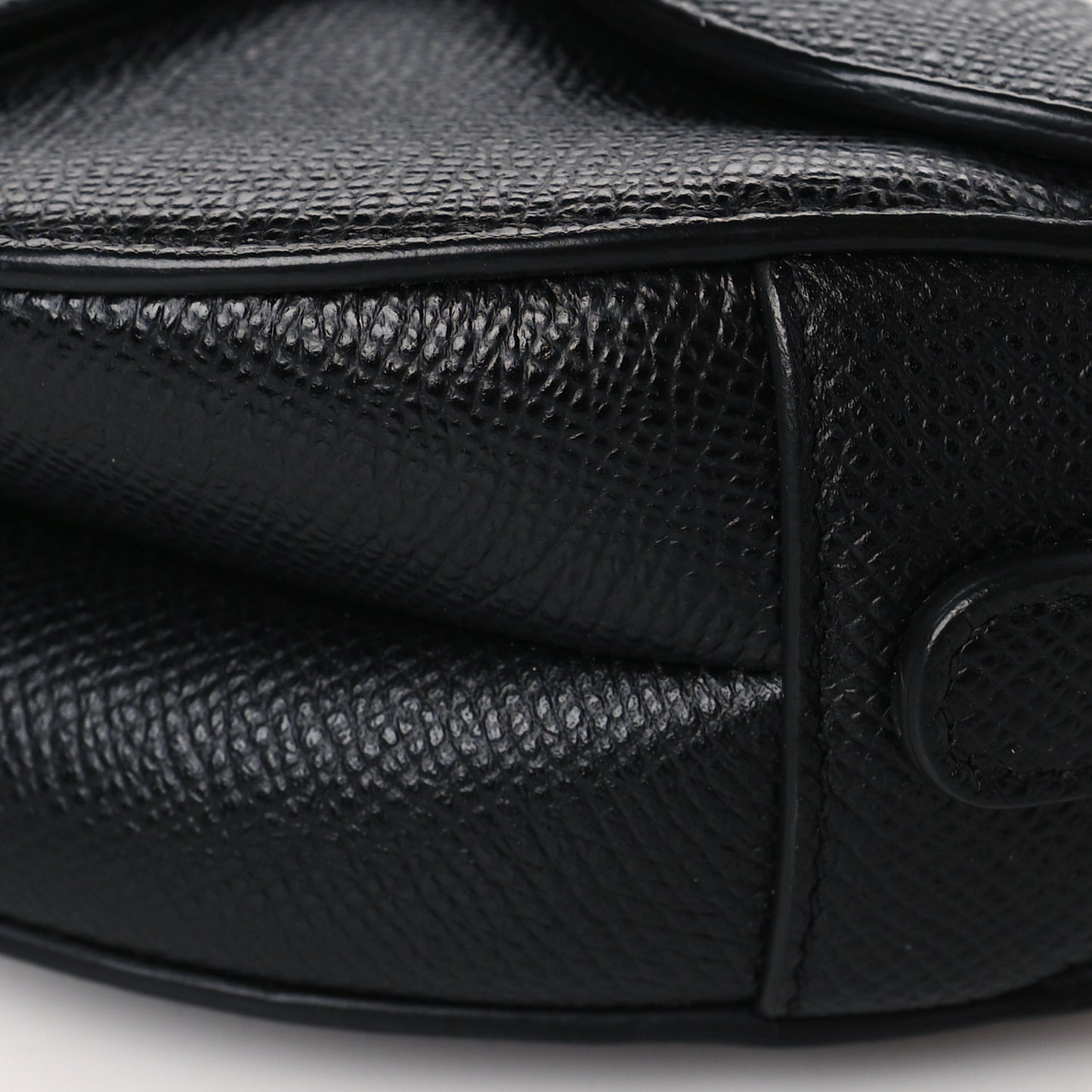 Grained Calfskin Mini Saddle Bag Black
