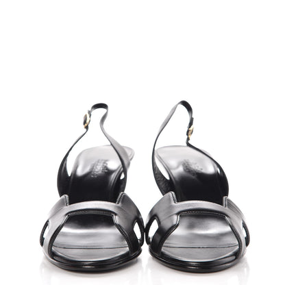Hermes Calfskin Night 70 Slingback Sandals 38.5 Black 2 of 8