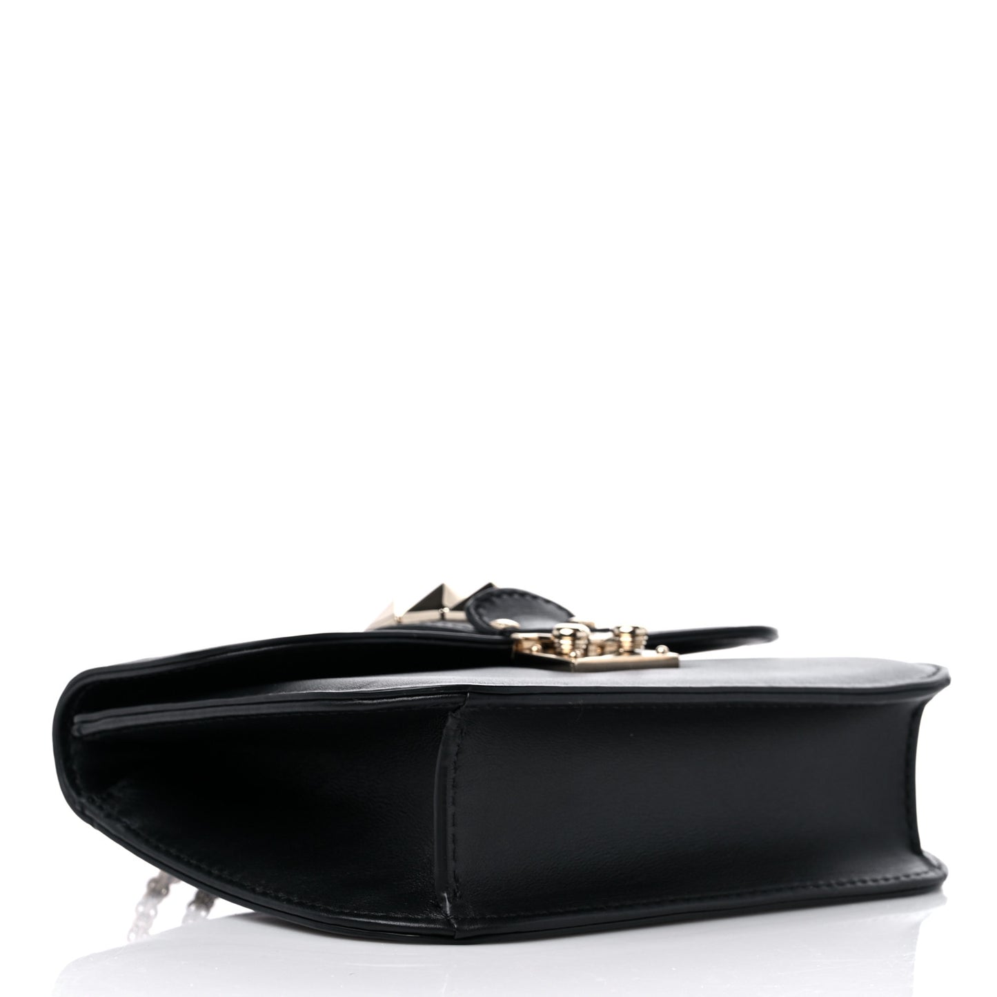 Vitello Small Glam Lock Rockstud Flap Black