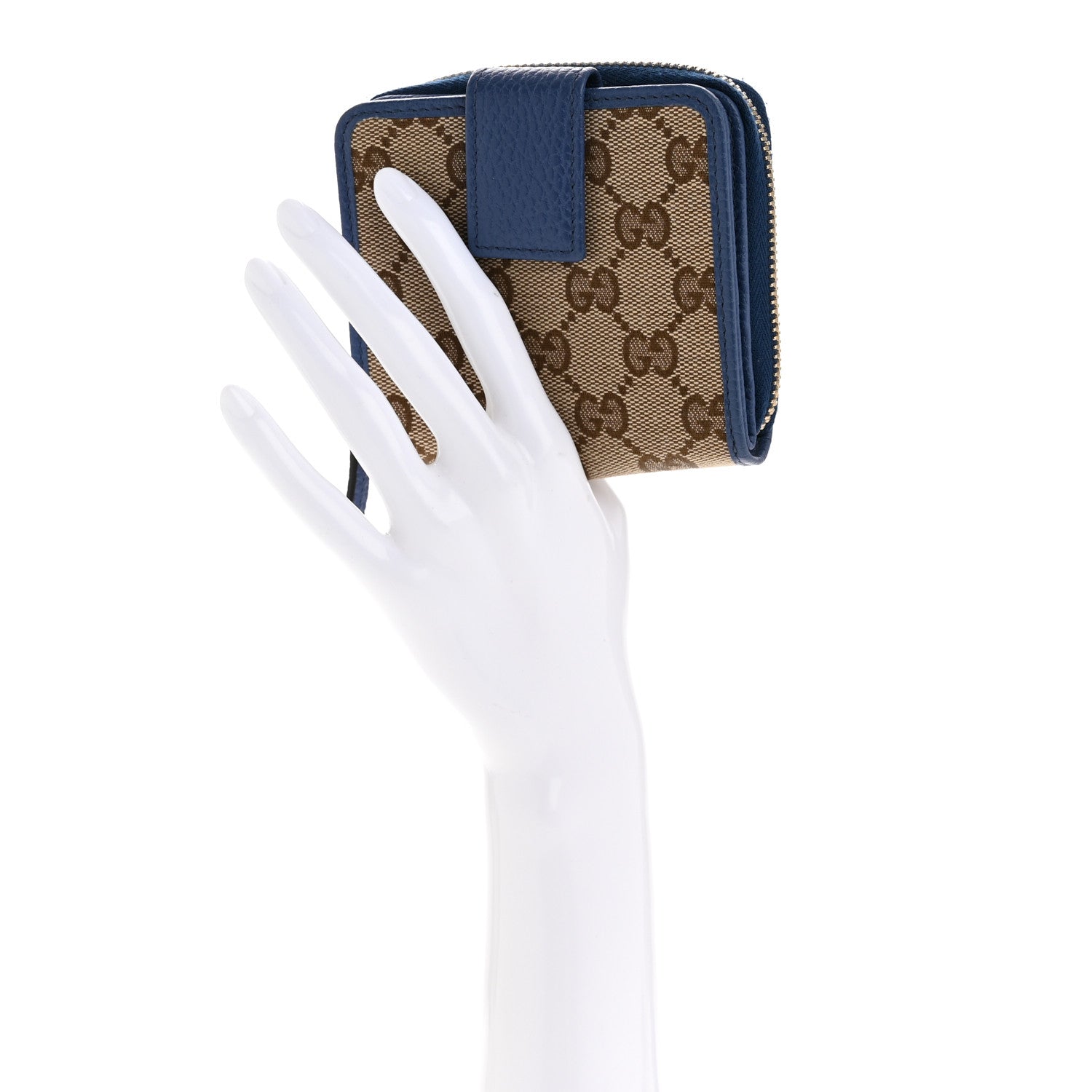 Gucci Monogram Dollar Calfskin Zip Around French Flap Wallet Beige Ebony Caspian 2 of 7