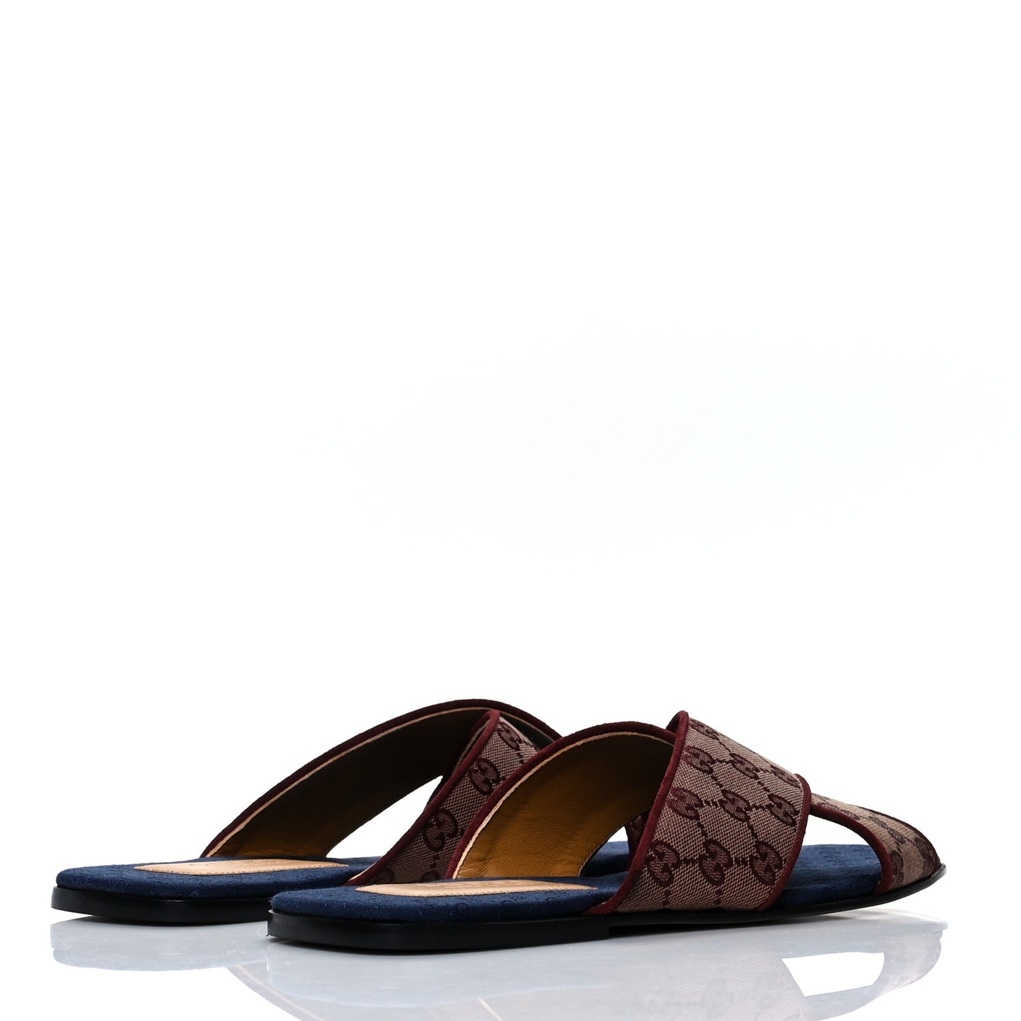 Canvas GG Monogram Mens Criss Cross Slide Sandals 10 Sahara Rubino Chardonnay
