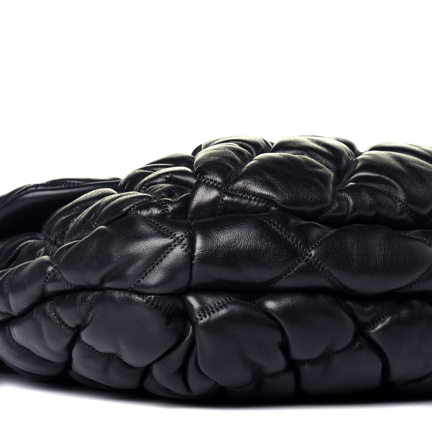 Lambskin Bubble Quilt Flap Bag Black