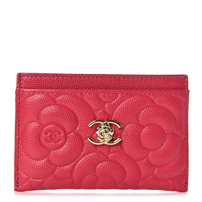 Chanel Caviar Camellia Embossed Card Holder Fuchsia 1 of 9