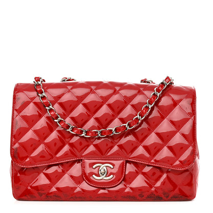 Chanel Patent Quilted Jumbo Single Flap Red 1 of 18