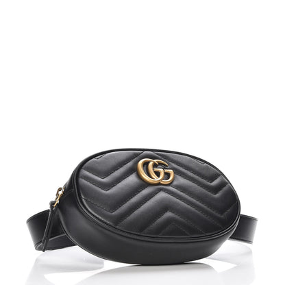 Gucci Calfskin Matelasse GG Marmont Belt Bag 85 34 Black 4 of 9
