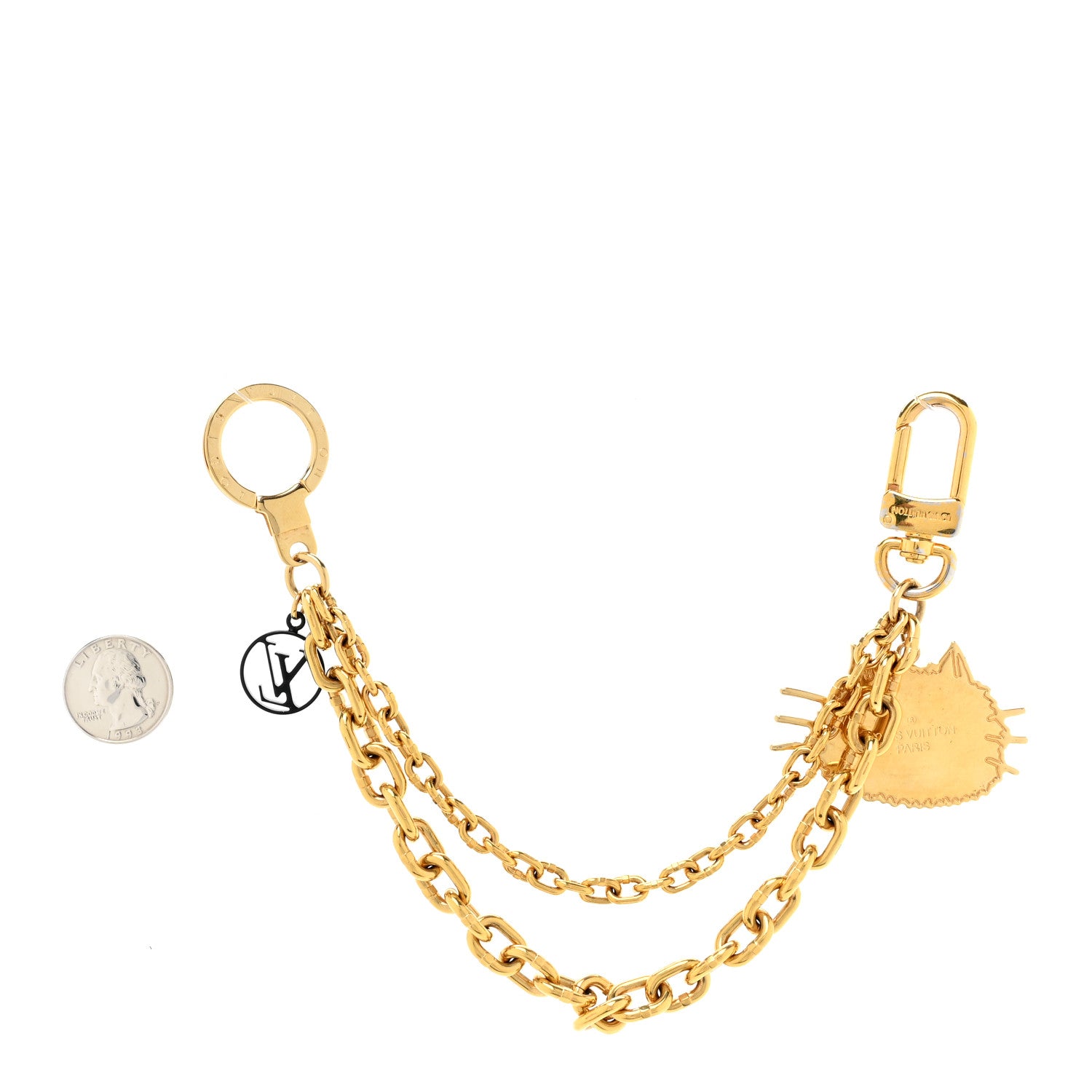 Louis Vuitton Catogram Flying Cat Bag Charm Chain Gold Black 2 of 4