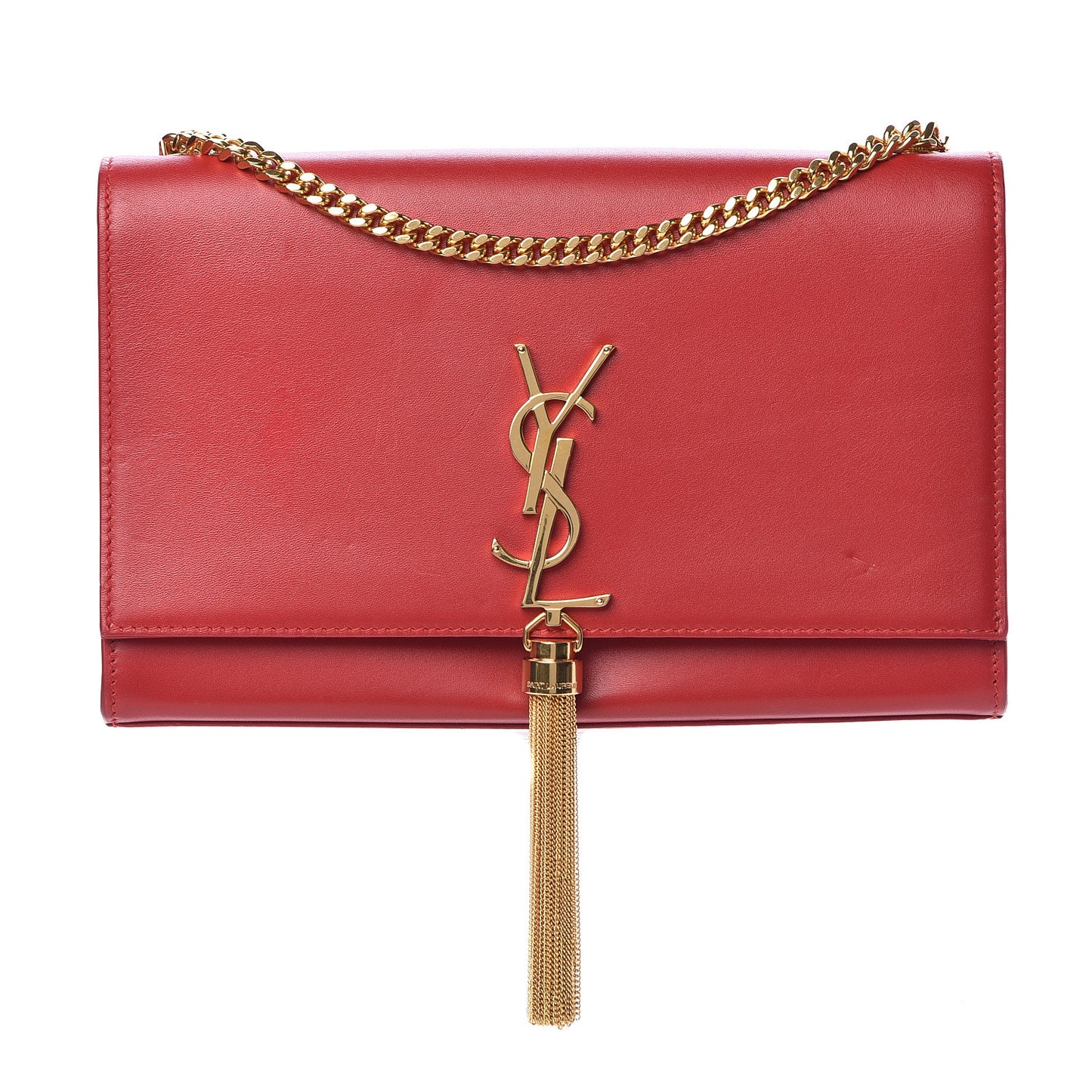Smooth Calfskin Medium Classic Monogram Kate Tassel Satchel New Red