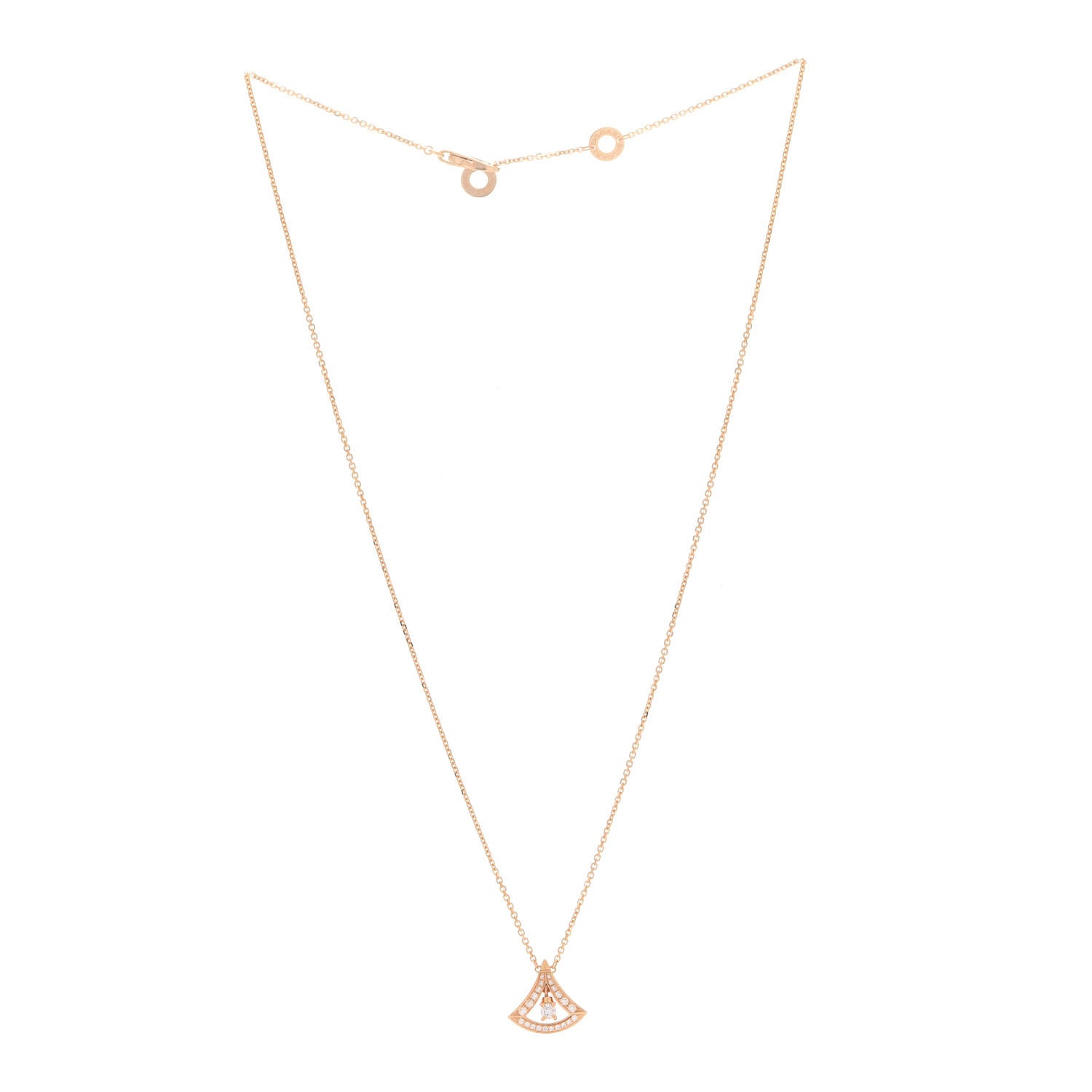 Bulgari 18K Rose Gold Diamond Divas' Dream Openwork Pave Pendant Necklace 3 of 6