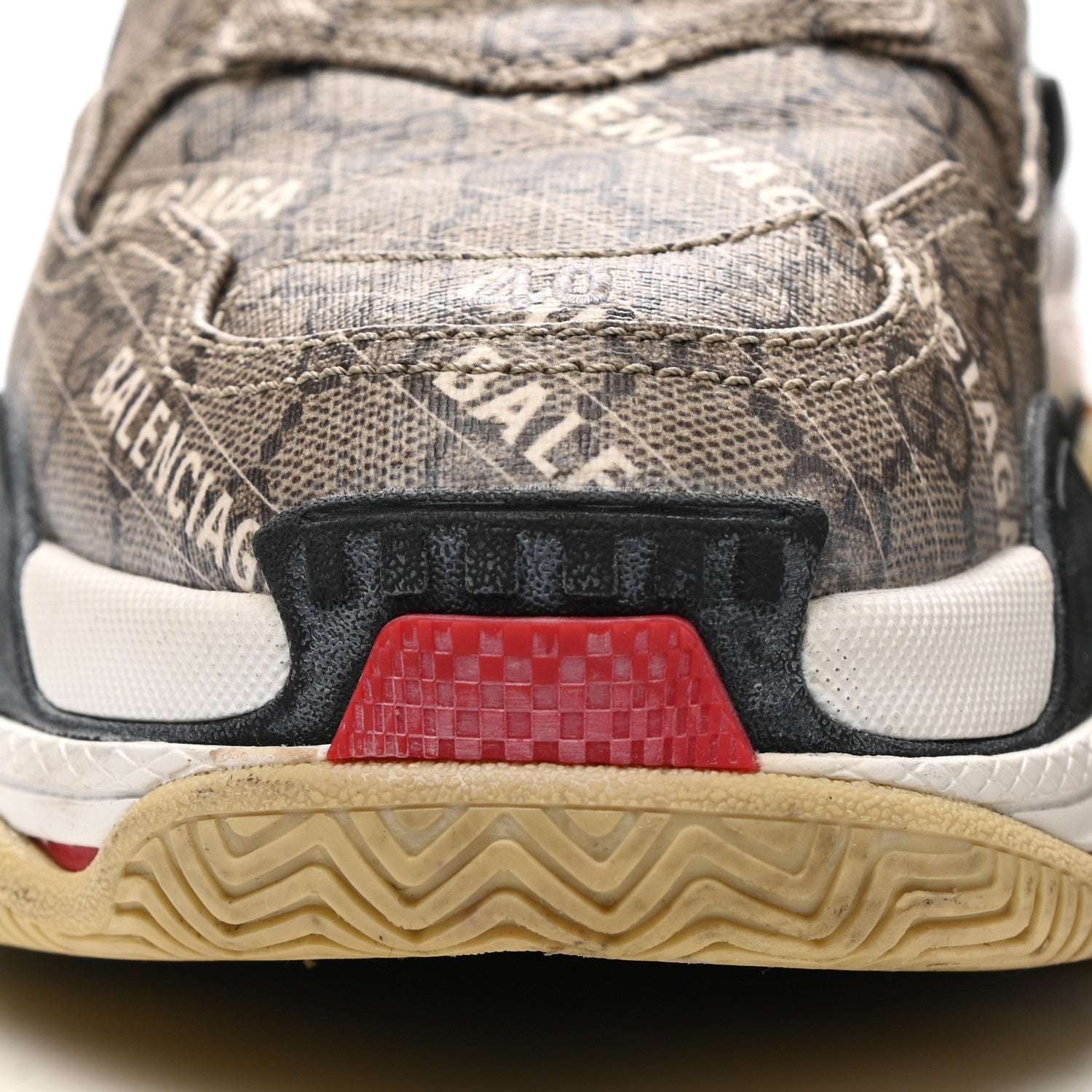 Balenciaga X GUCCI GG Supreme Monogram Allover Logo Womens Triple S Sneakers 40 Beige Ebony Mystic White 9 of 11