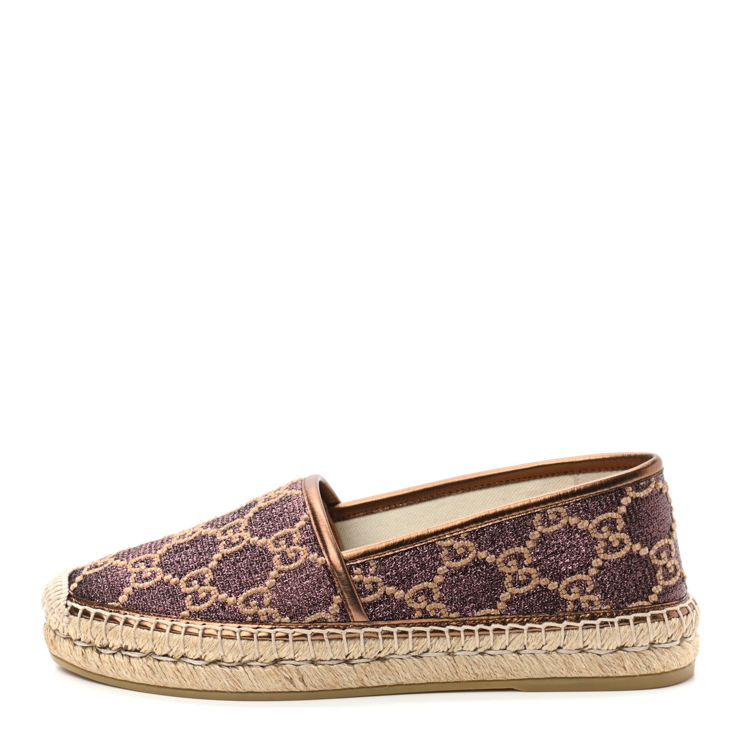 Gucci Lame Nappa GG Monogram Espadrilles 37 Brown Beige Light Bronze 1 of 9