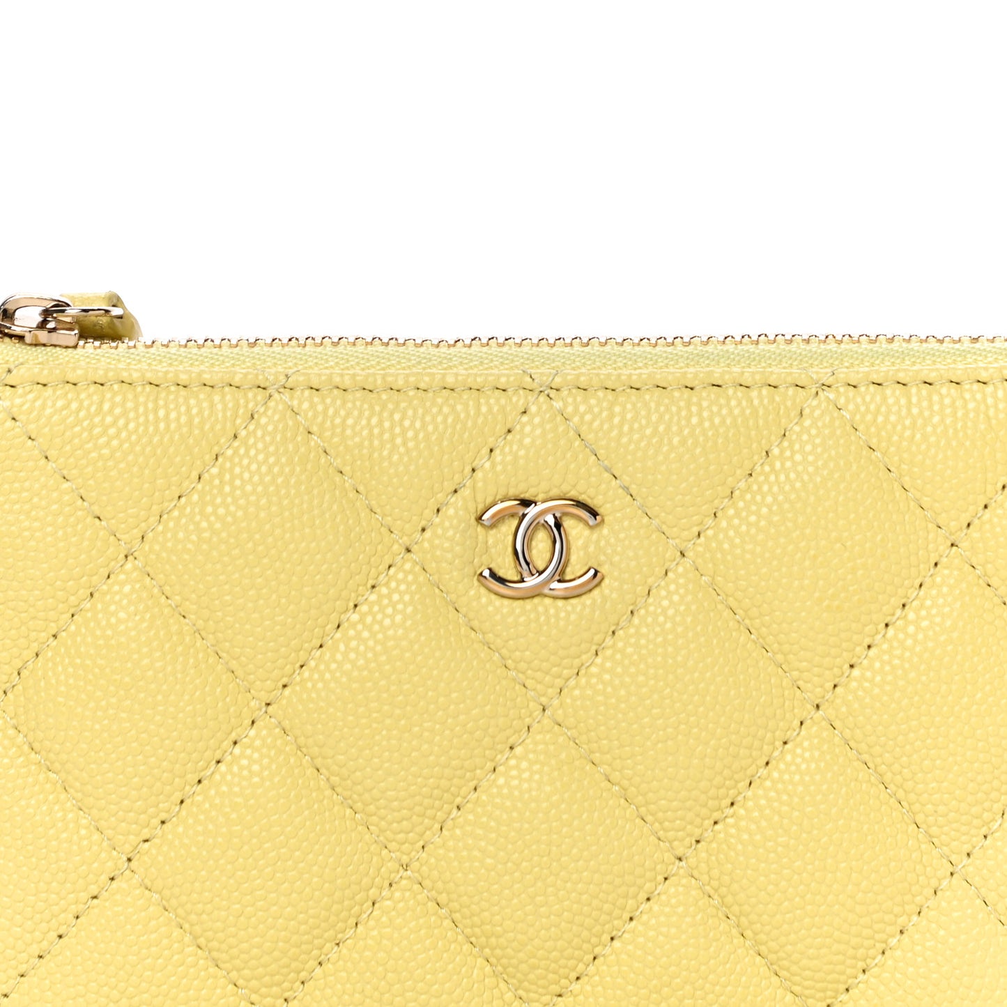 Caviar Quilted Small Cosmetic Case Yellow