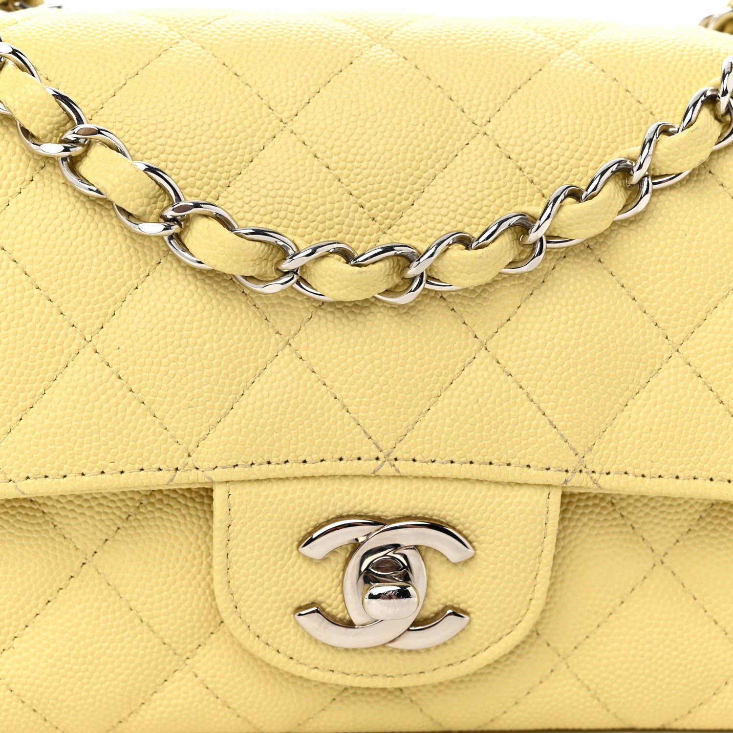Chanel Caviar Quilted Mini Rectangular Flap Light Yellow 8 of 13