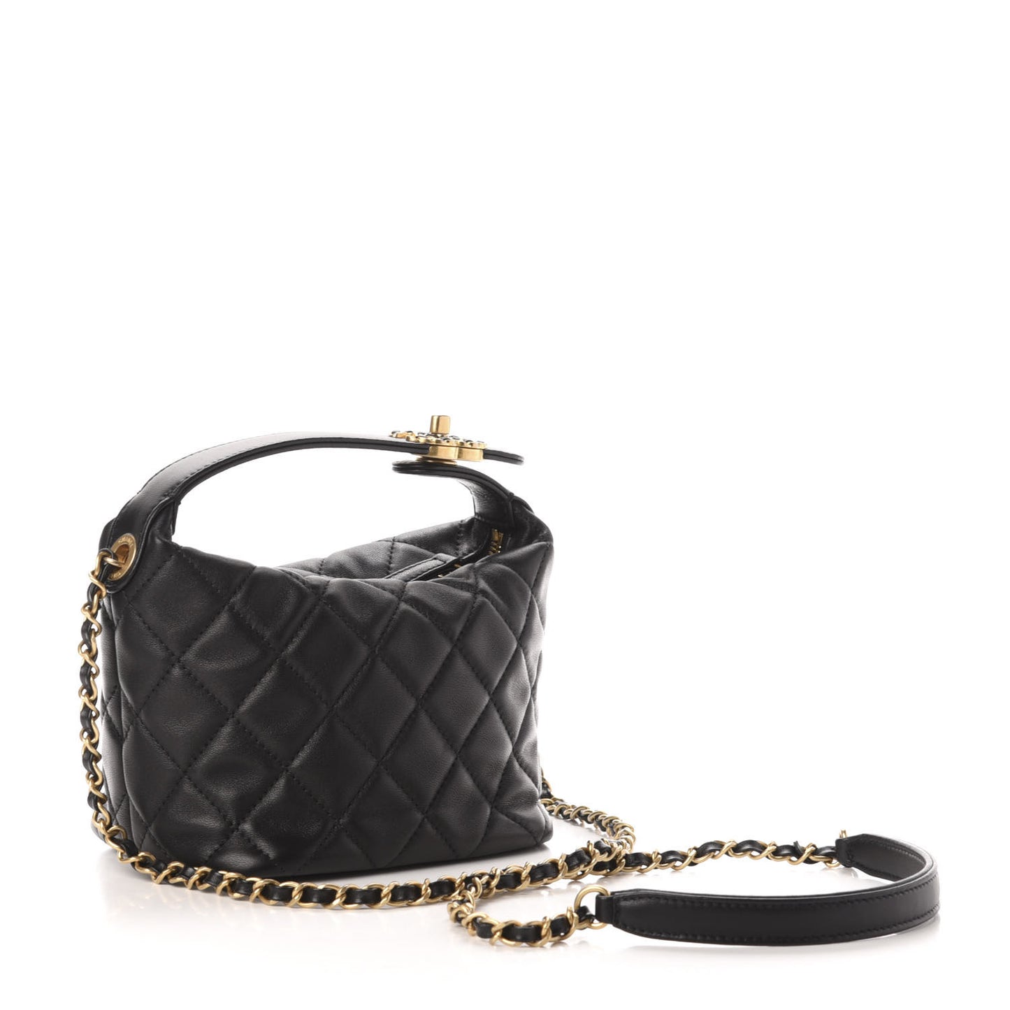 Lambskin Quilted Small Perfect Meeting Hobo Black