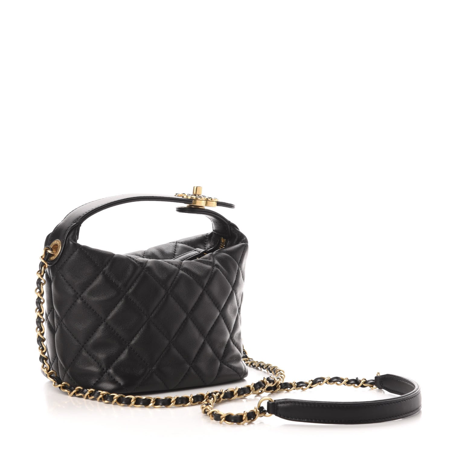 Chanel Lambskin Quilted Small Perfect Meeting Hobo Black 3 of 11
