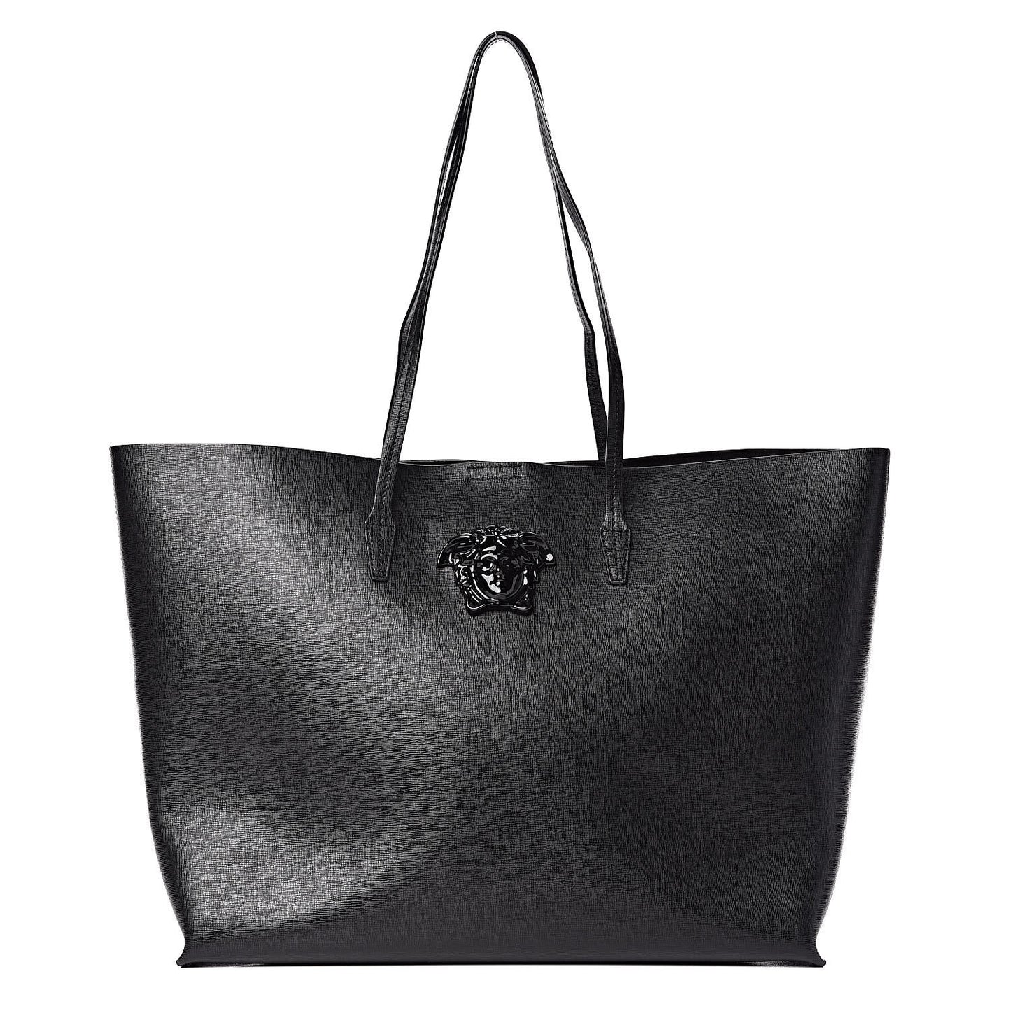 Grained Calfskin Palazzo Medusa Tote Black