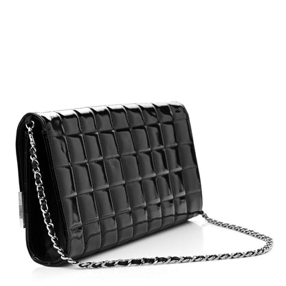 Chanel Patent Chocolate Bar Chain Clutch Black 3 of 11
