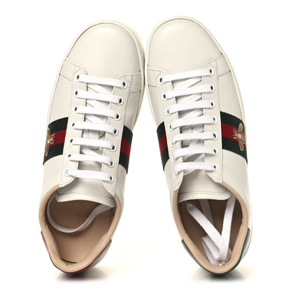 Gucci Calfskin Web Bee Embroidered Womens Ace Platform Sneakers 37.5 White 2 of 9