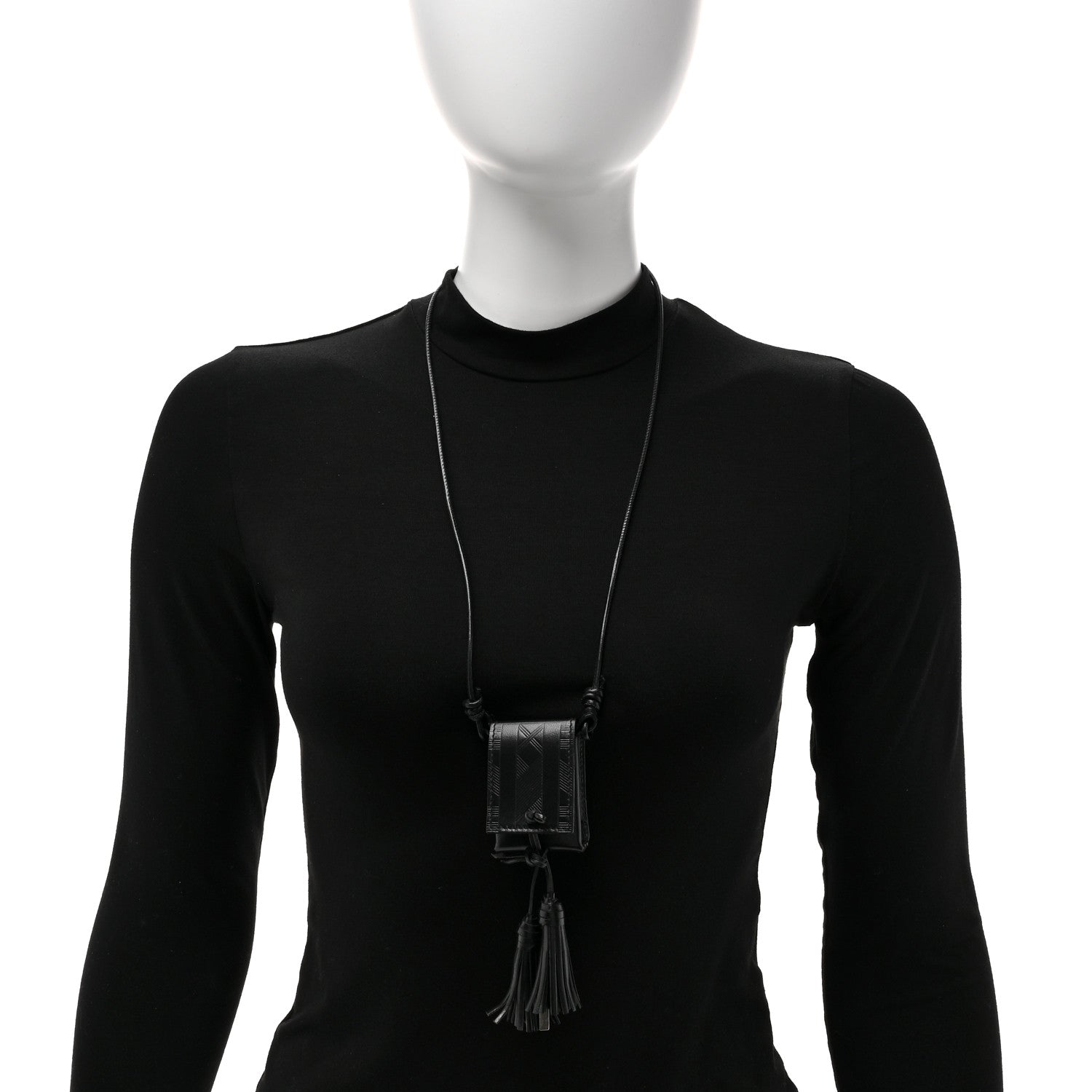 Saint Laurent Vegetable Tanned Calfskin Long Tassel Bag Necklace Black 2 of 5