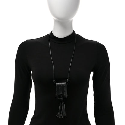 Saint Laurent Vegetable Tanned Calfskin Long Tassel Bag Necklace Black 2 of 5