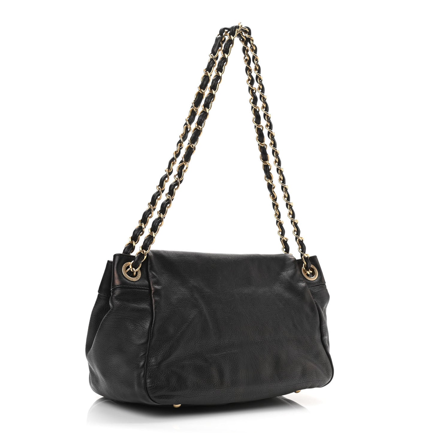 Grained Calfskin Metal Mosaic Flap Black