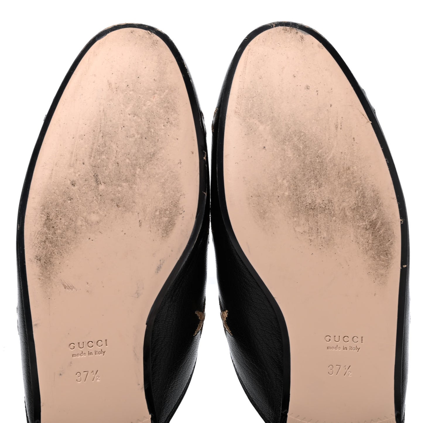 Goatskin Bee Star Embroidered Womens Princetown Slippers 37.5 Black