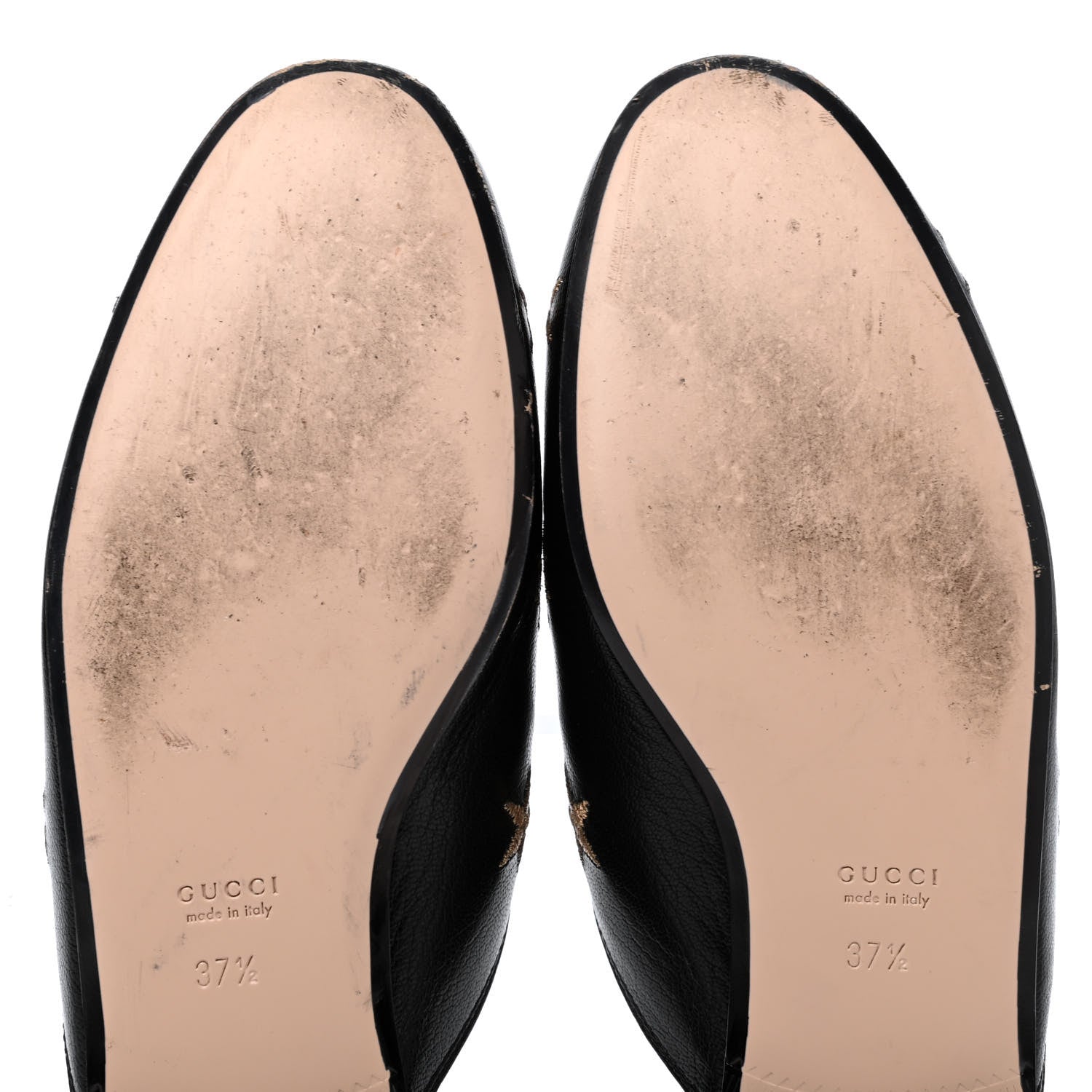 Gucci Goatskin Bee Star Embroidered Womens Princetown Slippers 37.5 Black 9 of 12