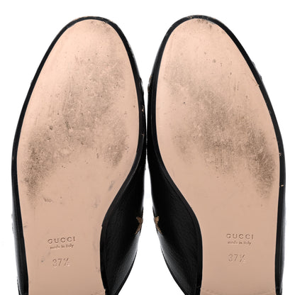 Gucci Goatskin Bee Star Embroidered Womens Princetown Slippers 37.5 Black 9 of 12