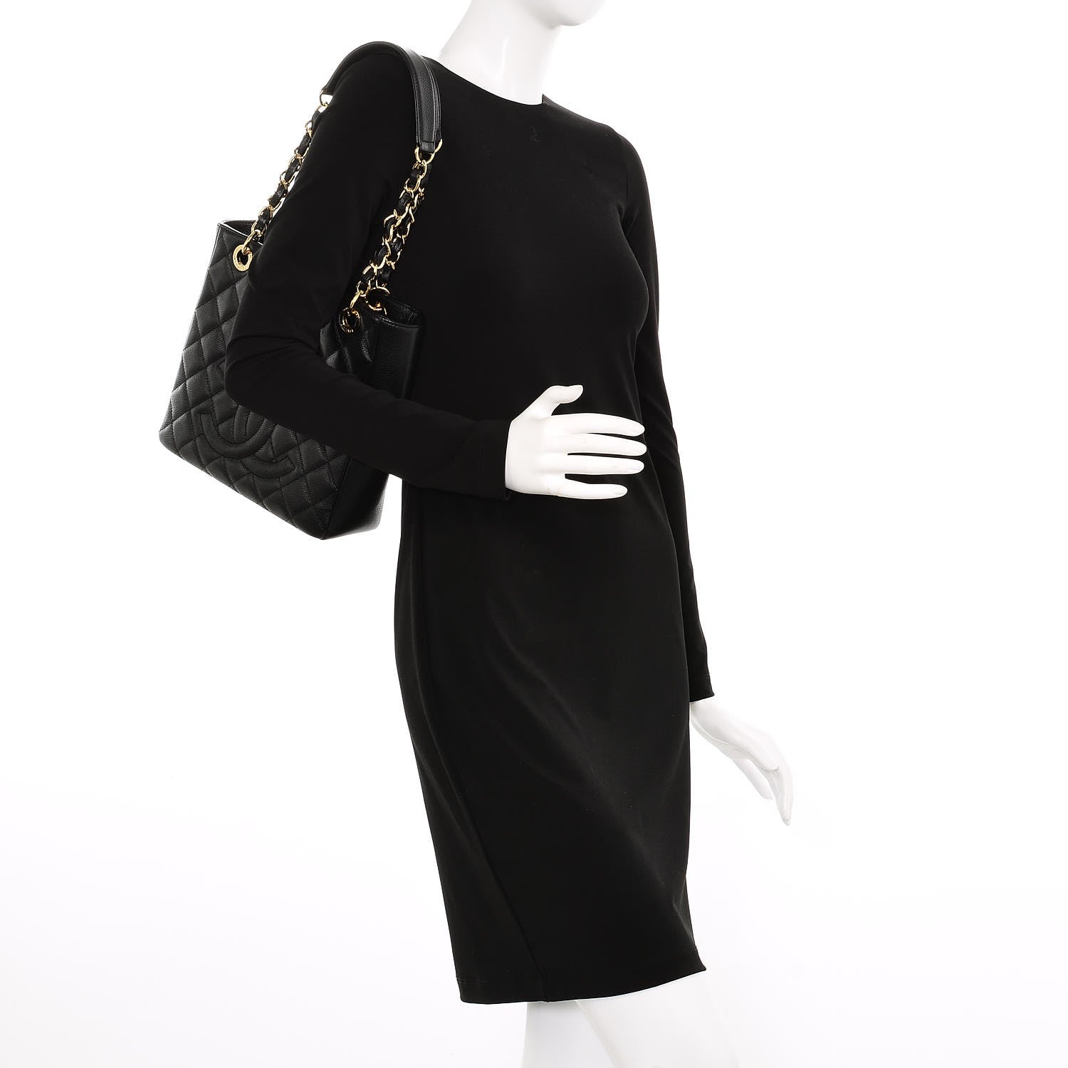 Chanel Caviar Quilted Petit Shopping Tote PST Black 2 of 7
