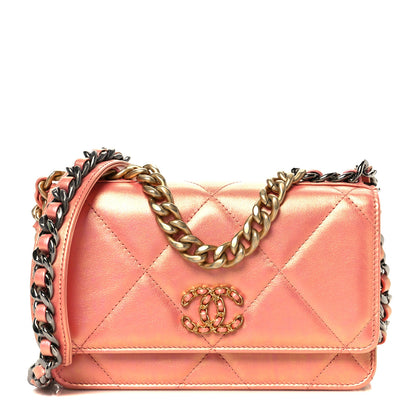 Chanel Iridescent Calfskin Quilted Chanel 19 Wallet On Chain WOC Pink 1 of 12