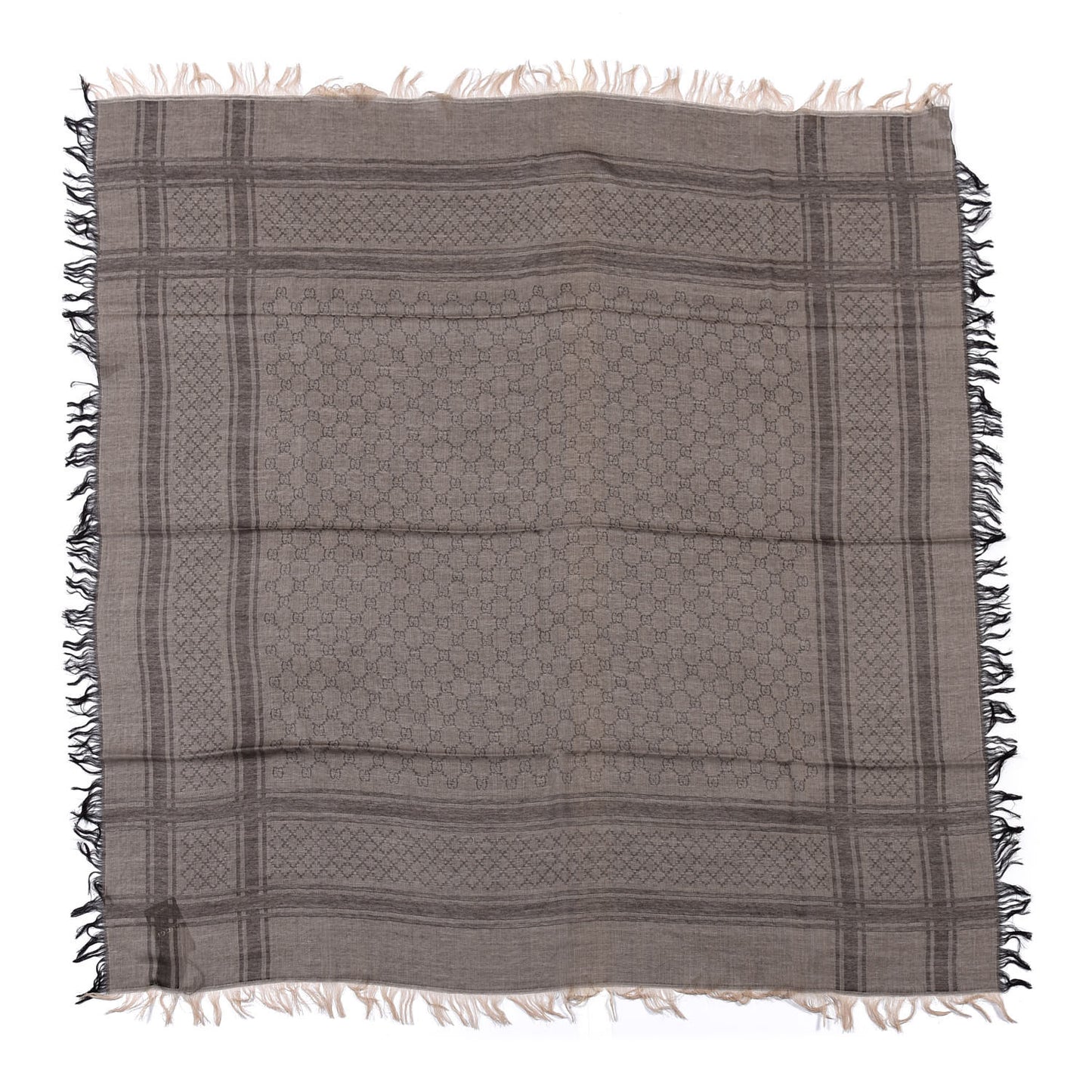 Wool Silk GG Monogram Diamante Cavendish Square Shawl Brown