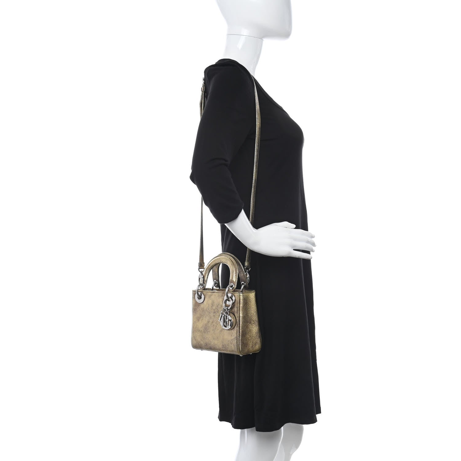 Christian Dior Metallic Lizard Mini Lady Dior Gold 2 of 11