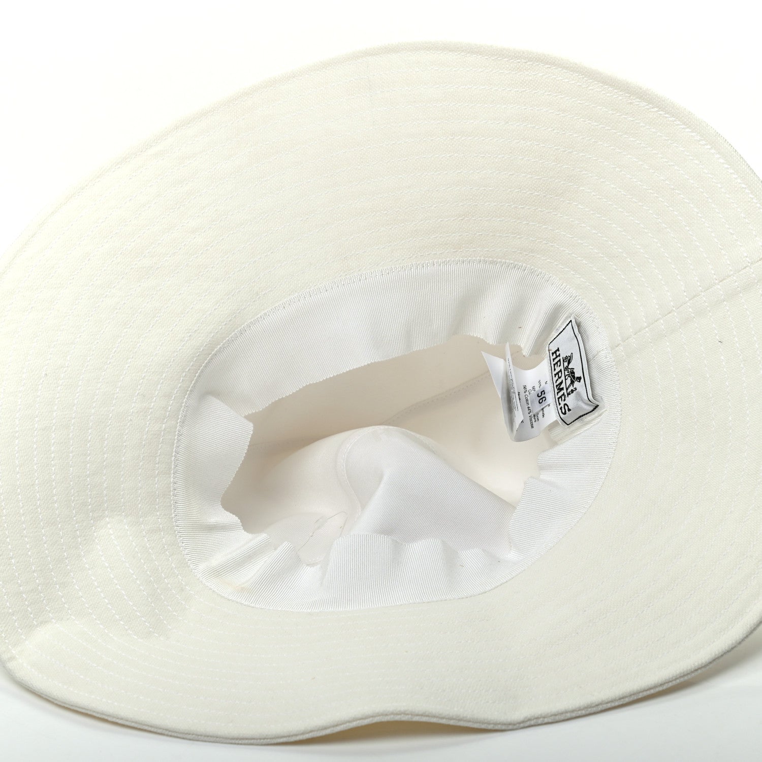 Hermes Linen Colette Hat 56 Warm White 4 of 5