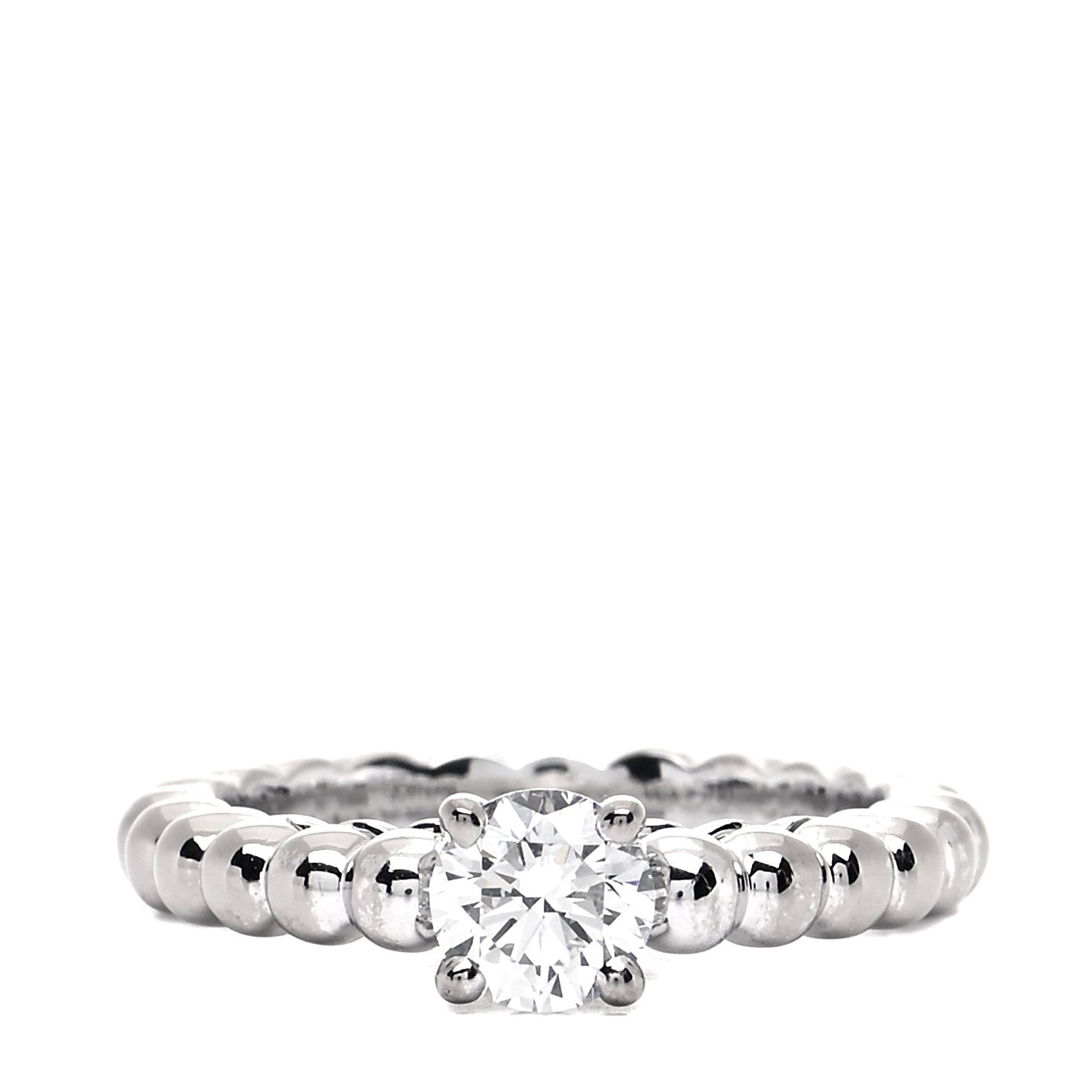 Van Cleef & Arpels Platinum Diamond .53ct Perlee Solitaire Engagement Ring 49 4.75 1 of 9